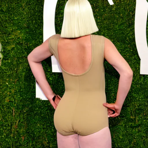 Prompt: sia furler wearing a skin colored leotard artistic photoshoot from behind