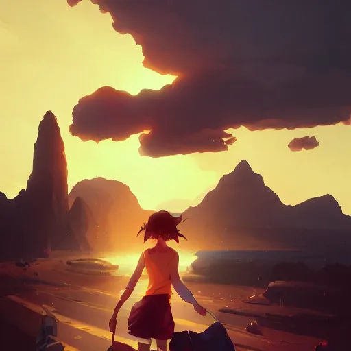 Prompt: breathtaking, by atey ghailan, art by wlop, nature sunsets, by boris vallejo, your name anime art style, octane render, art by aaron horkey, by boris vallejo, epic, photorealistic, comic book characters, detailed face