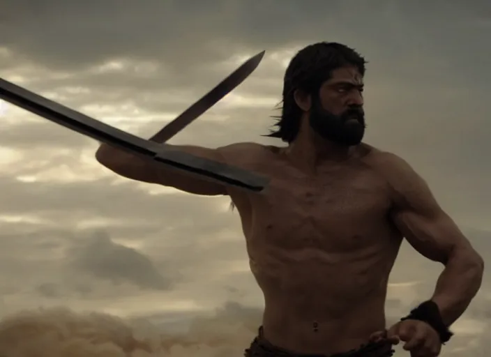 Image similar to film still of rimuru tempest as leonidas in 3 0 0 movie, 8 k