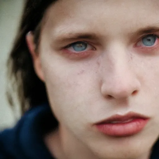 Image similar to a cinematic film still of Coi Leary, portrait, 40mm lens, shallow depth of field, close up, split lighting, cinematic