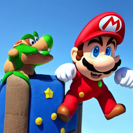 Image similar to high res a photo of actor chris pratt is a super mario costume, 4 k photography