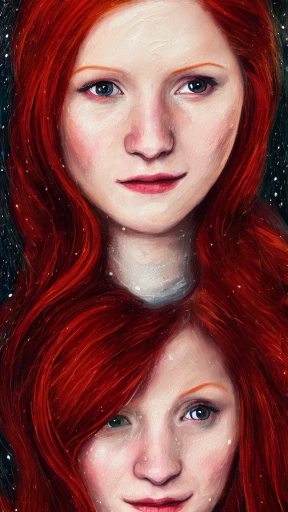 Image similar to a close - up portrait of ginny weasley, attending the yule ball. beautiful painting by jim kay. color harmony, 8 k detail, gallery quality, hd wallpaper, premium prints available, hyper - detailed, intricate design.