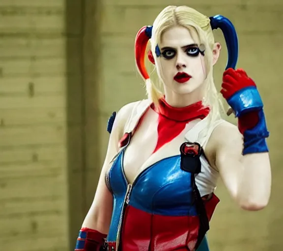 Image similar to film still of alexandra daddario as harley quinn