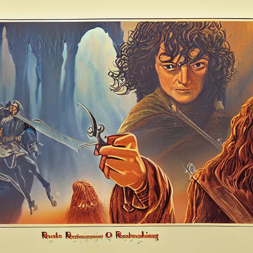 Image similar to variations on the legendary theatrical release poster of ralph bakshi lord of the rings movie, artist tom jung