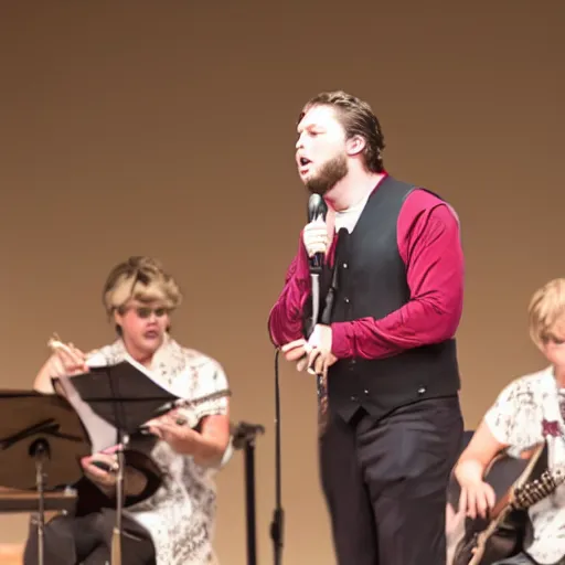 Prompt: photo of Ryan Upchurch singing at the opera