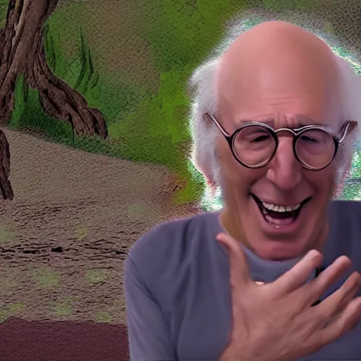 Image similar to Larry David freaking out during a datura trip, 1080p video screenshot