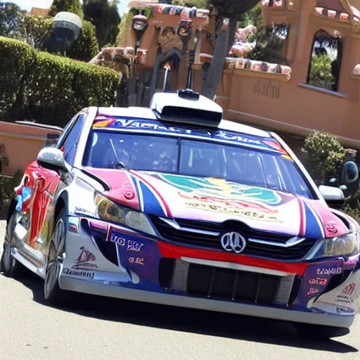 Image similar to sebastien loeb driving in disneyland