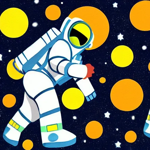 Prompt: dots art of Astronaut relaxing at a resort
