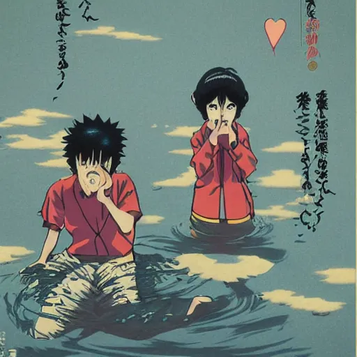 Image similar to exploding hearts swimming souls the forgotten truth we already know, in the style of jamie hewlett killian eng kawase hasui riyoko ikeda, 3 d render ar