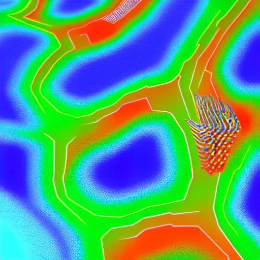 Image similar to a Fluid Simulation of a space shuttle, large eddies, Colourful, CFD , Multiphase flow, hexagonal mesh