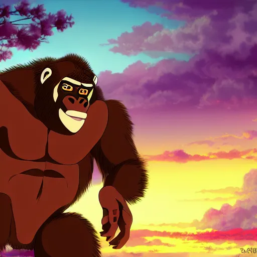 Image similar to an anime gorilla, 4 k, landscape, high resolution, illustration, anime, manga