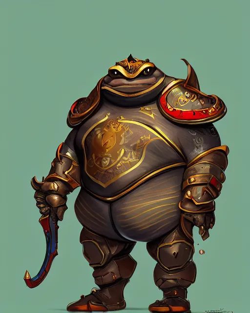 Prompt: a fat slimy anthropomorphic toad wearing regal ornate armor, battle stand, smooth, intricate, elegant, power aura, digital painting, artstation, concept art, high tech fantasy, sharp focus, illustration, art by james jean, overwatch character