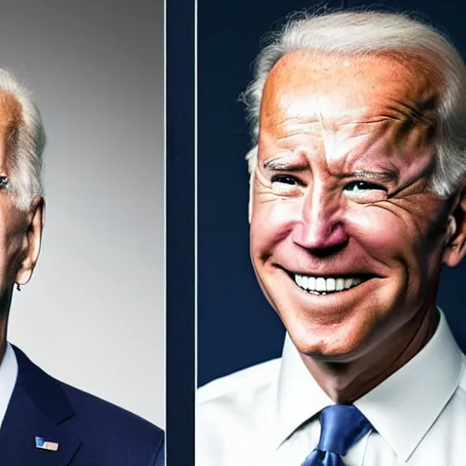 Image similar to A portrait photo of joe biden teams up with a teenage joe biden, perfect faces, 50 mm, award winning photography