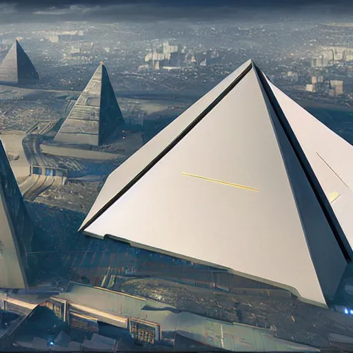 Image similar to Futuristic cyberpunk pyramids