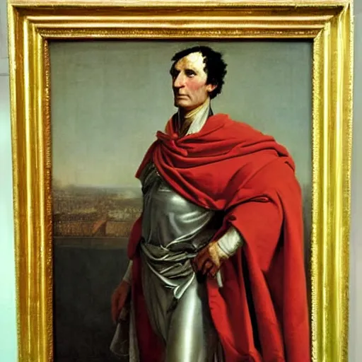 Prompt: portrait of julius caesar, epic painting by jacques louis david, 1 8 1 9