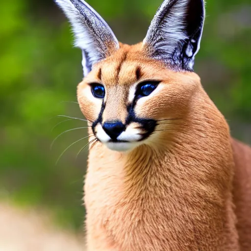 Image similar to full body photo of cute caracal. he is wearing laurel wreath on his ears, studio light