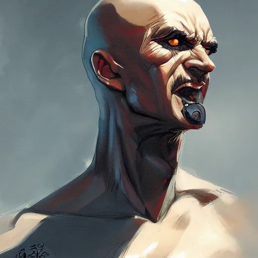 Image similar to portrait bald man, black spikes through his eyes, official fanart behance hd artstation by jesper ejsing