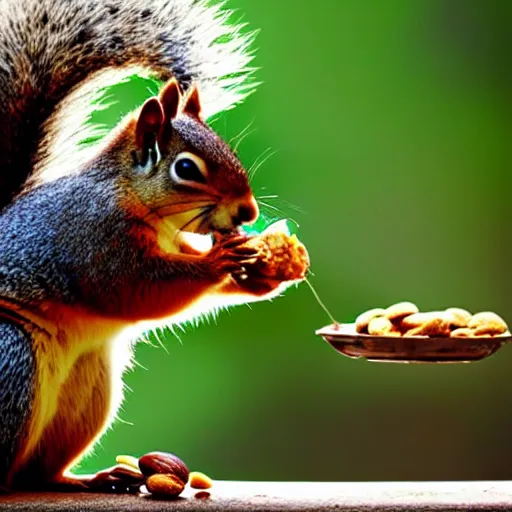 Image similar to close up of squirrel eating nuts, cinematographic shot,