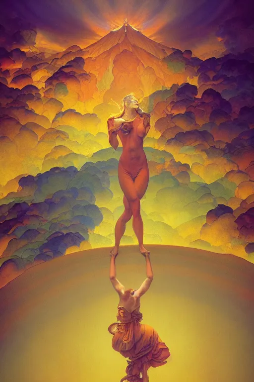 Image similar to heaven and hell, vivid color, complementary color, golden ratio, detailed, sharp lines, sharp focus, intricate, rainbowshift, by maxfield parrish, by peter mohrbacher, by gustave dore, by artgerm, by alphonse mucha, deviantart, octane render