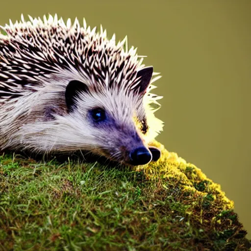 Image similar to a hedgehog sitting on top of white horse, photorealistic