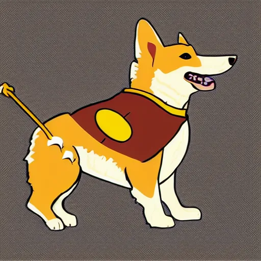 Prompt: corgi dressed as thor, vector art, comic style