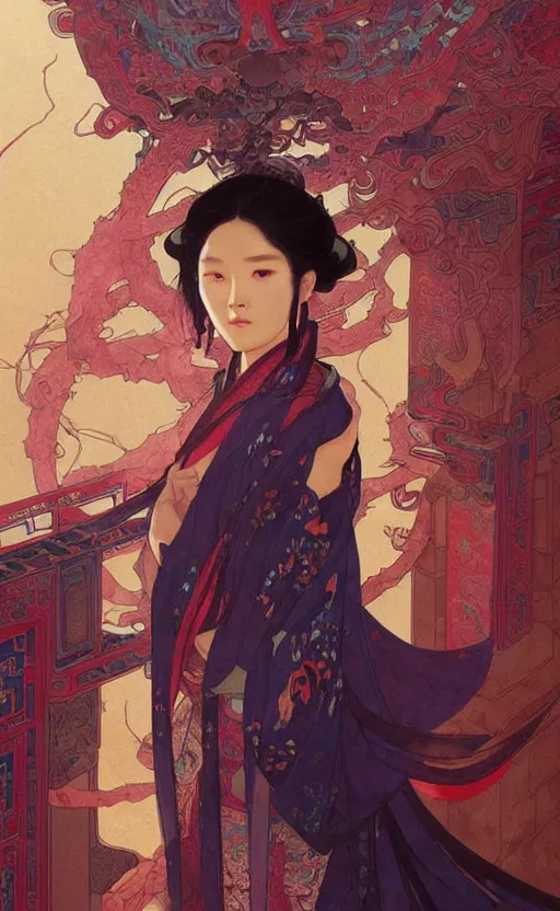 Image similar to ancient chinese beauties with beautiful eyes, highly detailed, digital painting, artstation, concept art, sharp focus, illustration, art by greg rutkowski and alphonse mucha and victo ngai