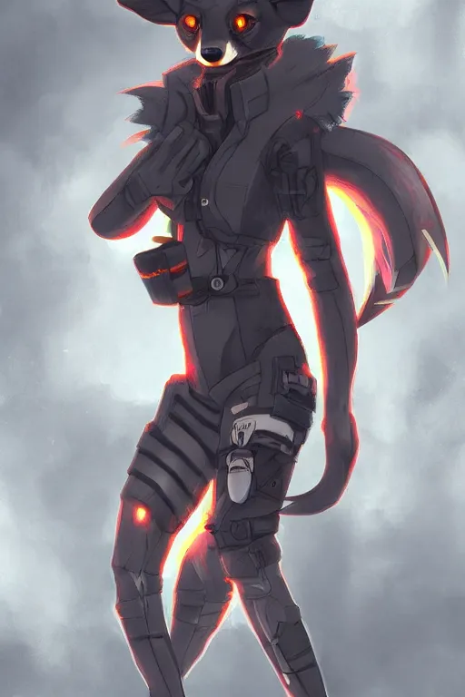 Prompt: an anthropomorphic cyberpunk fox, backlighting, trending on artstation, digital art, furry art, trending on furaffinity, fantasy art, by kawacy