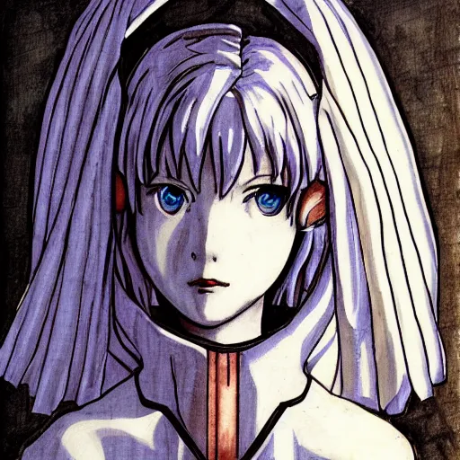 Image similar to rei ayanami by leonardo davinci