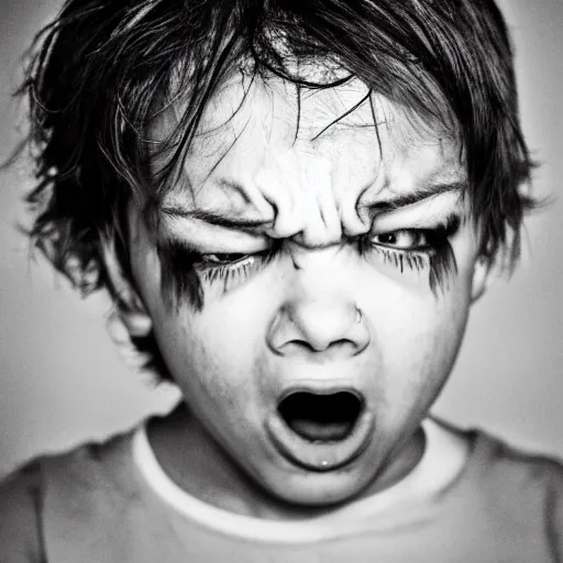 Image similar to portrait of a grown angry child, camera footage, found footage, f 3. 5, photography