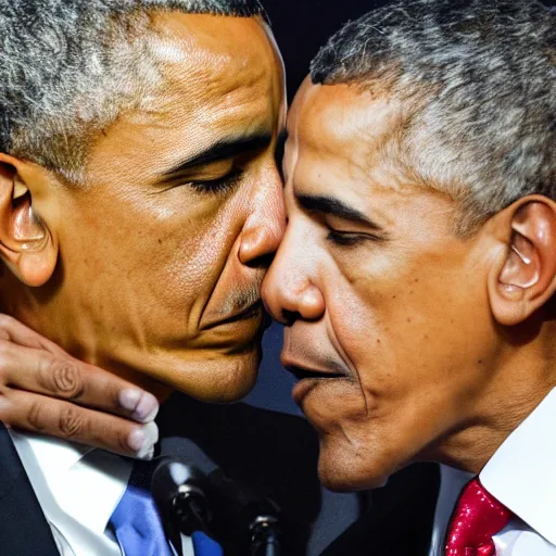 Image similar to obama and trump kissing, 4k