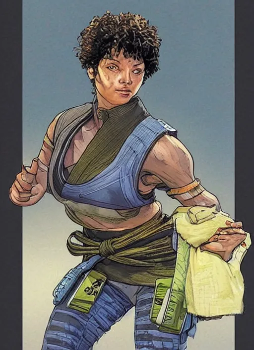 Image similar to apex legends jujitsu instructor. concept art by james gurney and mœbius. gorgeous face.