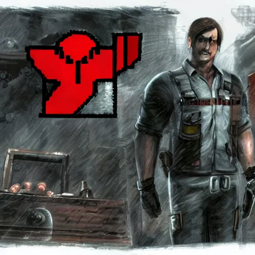 Image similar to mario in resident evil, concept art,