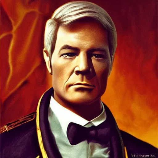 Prompt: a portrait of captain kirk as sigmund freud, intricate, highly detailed, matte painting, digital painting, by joesph ducreux