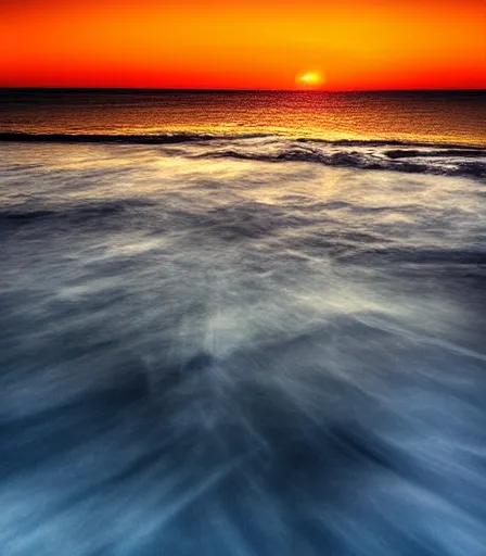 Prompt: sunrise over ocean : : award winning long exposure photography, fine art, hdr, polarized