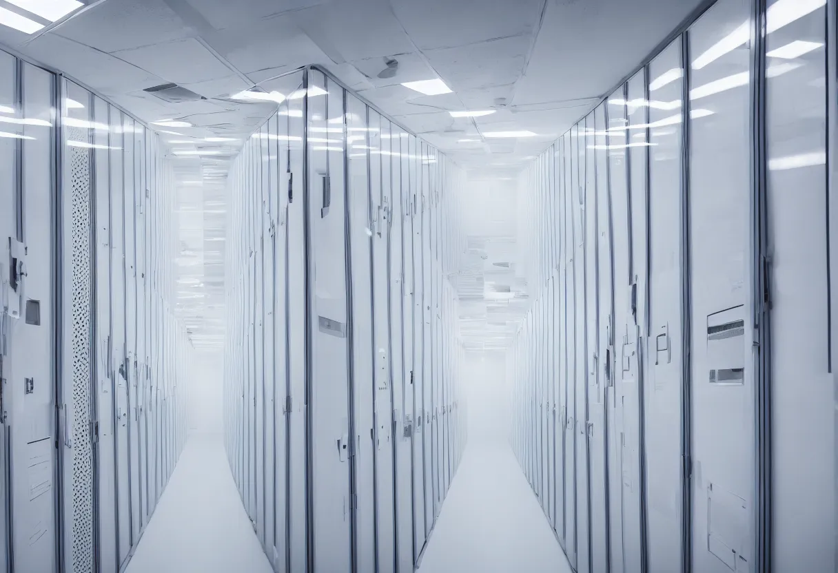 Image similar to photo of modern server data room, bright, white