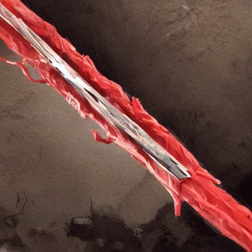 Prompt: fantasy sword made out of twizzlers, painted by greg rutkowski