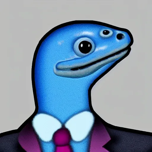 Image similar to blue salamander in a grey tuxedo, character icon