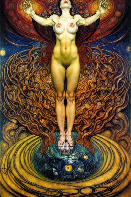 Image similar to Divine Chaos Engine by Karol Bak, Jean Delville, William Blake, Gustav Klimt, and Vincent Van Gogh, symbolist, visionary