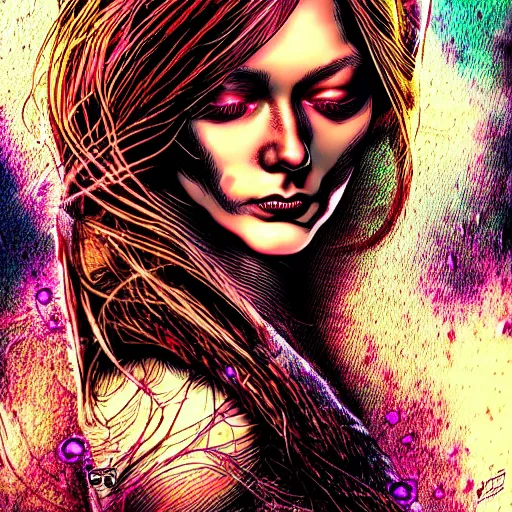 Image similar to a highly detailed beautiful woman fading away, comic book cover art, in the style of todd mcfarlane and jack kirby, digital photography, photorealistic, realistic, extreme detail