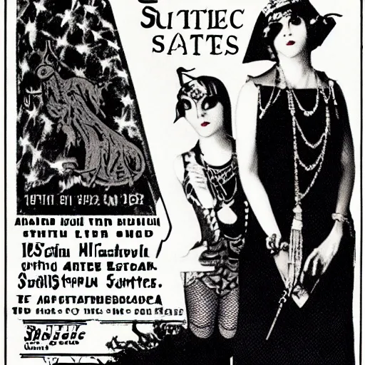 Image similar to Satanic States of America, alternate history, Goth flapper, 1920s, flapper, young woman