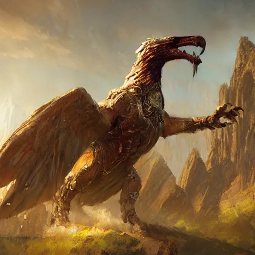 Image similar to giant griffin, epic fantasy style art by Craig Mullins, fantasy epic digital art, epic fantasy card game art by Greg Rutkowski