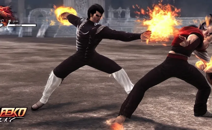 Prompt: screenshot of Jose Maria Aznar in Tekken,