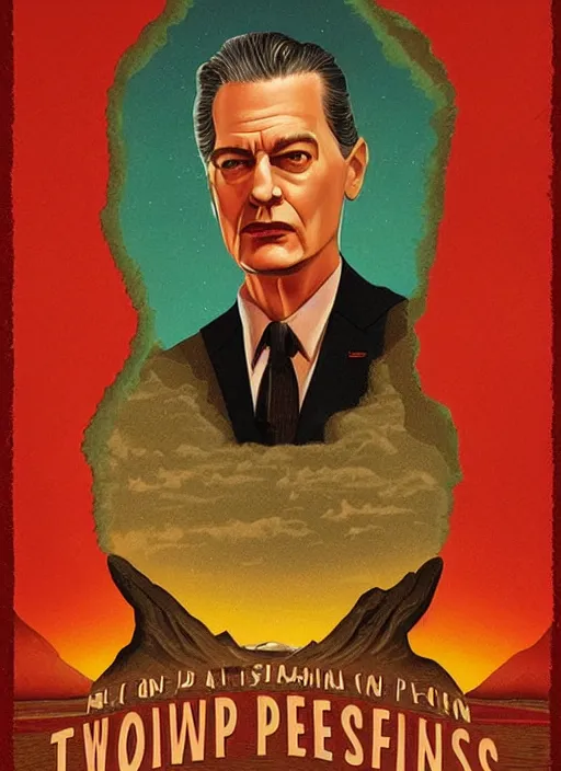 Prompt: twin peaks movie poster art by gervasio gallardo