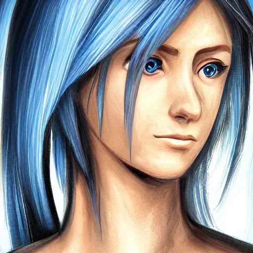 Image similar to digital portrait of cortana from halo, by janrockitnik