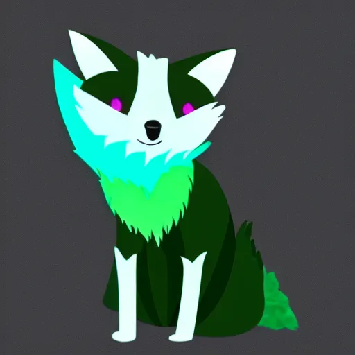 Prompt: digital minty green and white fox, retrowave palette, digital world, highly detailed, electric breeze, anatomically correct vulpine, synth feel, fluffy face, ear floof, flowing fur, super realism, accurate animal imagery, 4 k digital art