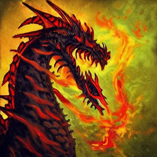 Image similar to “fire breathing dragon, Impressionism style”