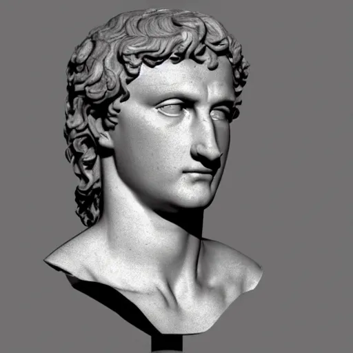 Image similar to a 3 d render of the head of david statue by michelangelo