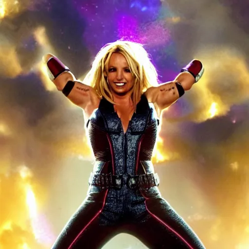 Prompt: britney spears as thanos, movie still