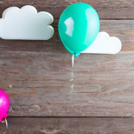 Image similar to birthday balloons with smiley faces floating in the clouds