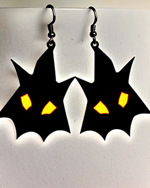 Prompt: spooky bat, 2 d lasercut earrings,